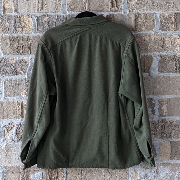Vintage 60s Military Army Green 100% Wool Shacket Shirt - Picture 4 of 7